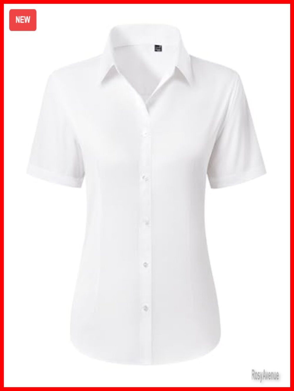Women's Button Down Shirt Collared Short Sleeve Office Work Blouse Wrinkle Free